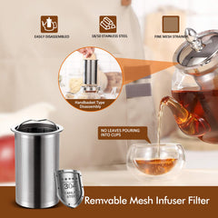 HIWARE blooming tea colors clearly show in this 1000ml glass teapot.