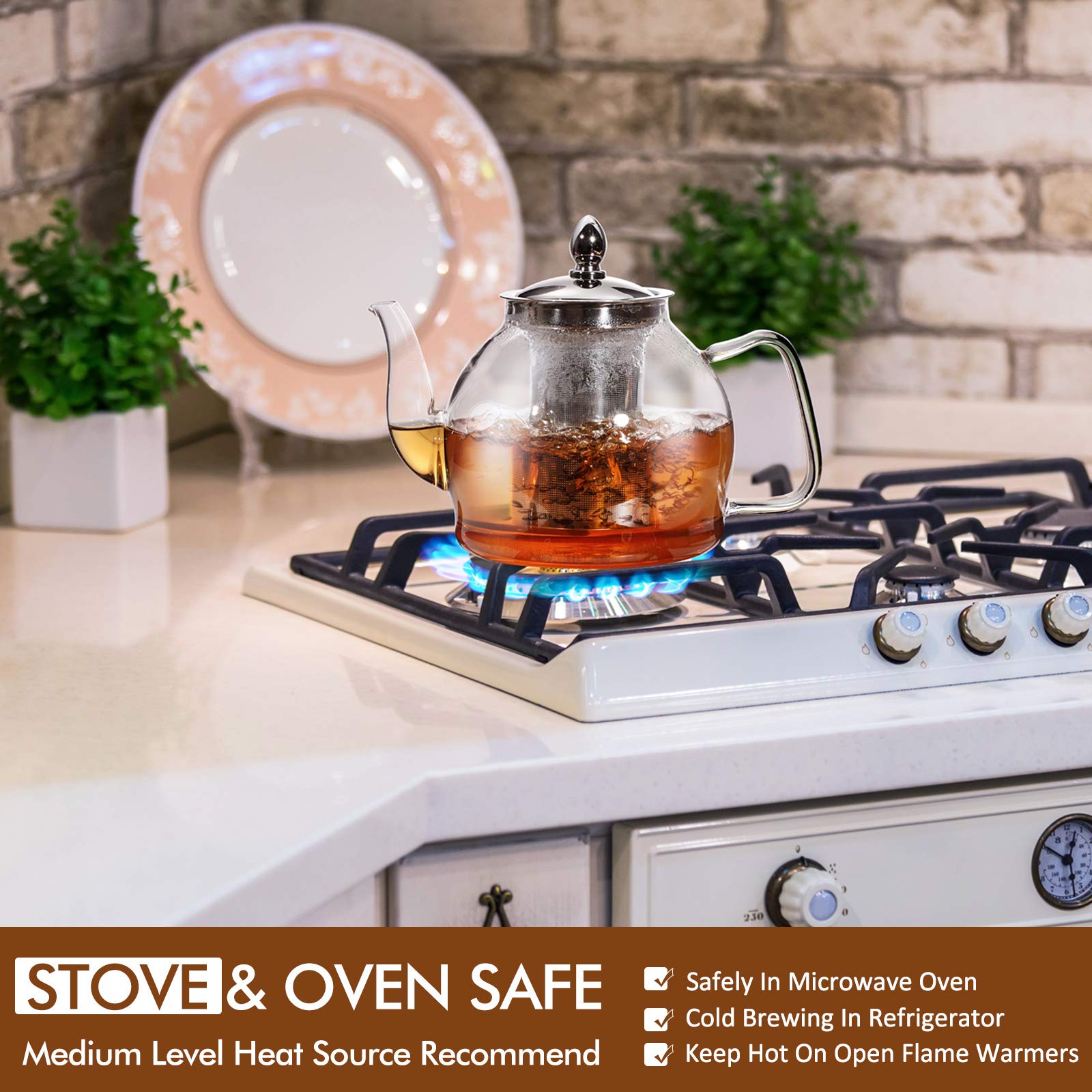 HIWARE glass teapot is dishwasher-safe for easy cleanup.