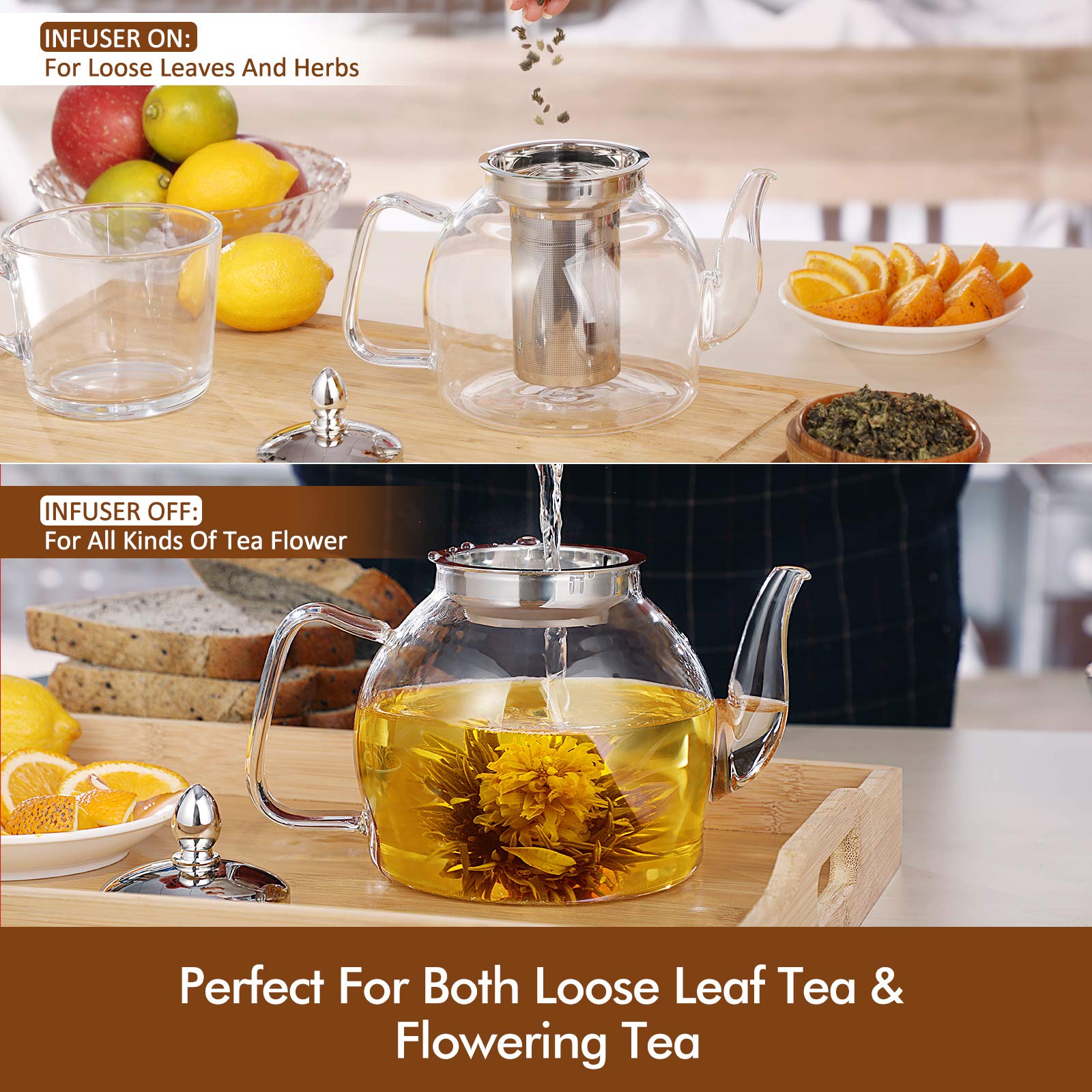 HIWARE teapot ergonomic handle ensures comfortable, controlled pouring.