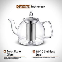 HIWARE 1000ml glass teapot on stovetop safe for efficient, flavorful brews.