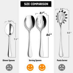 Close-up of mirror-polished Hiware finish on serving spoons