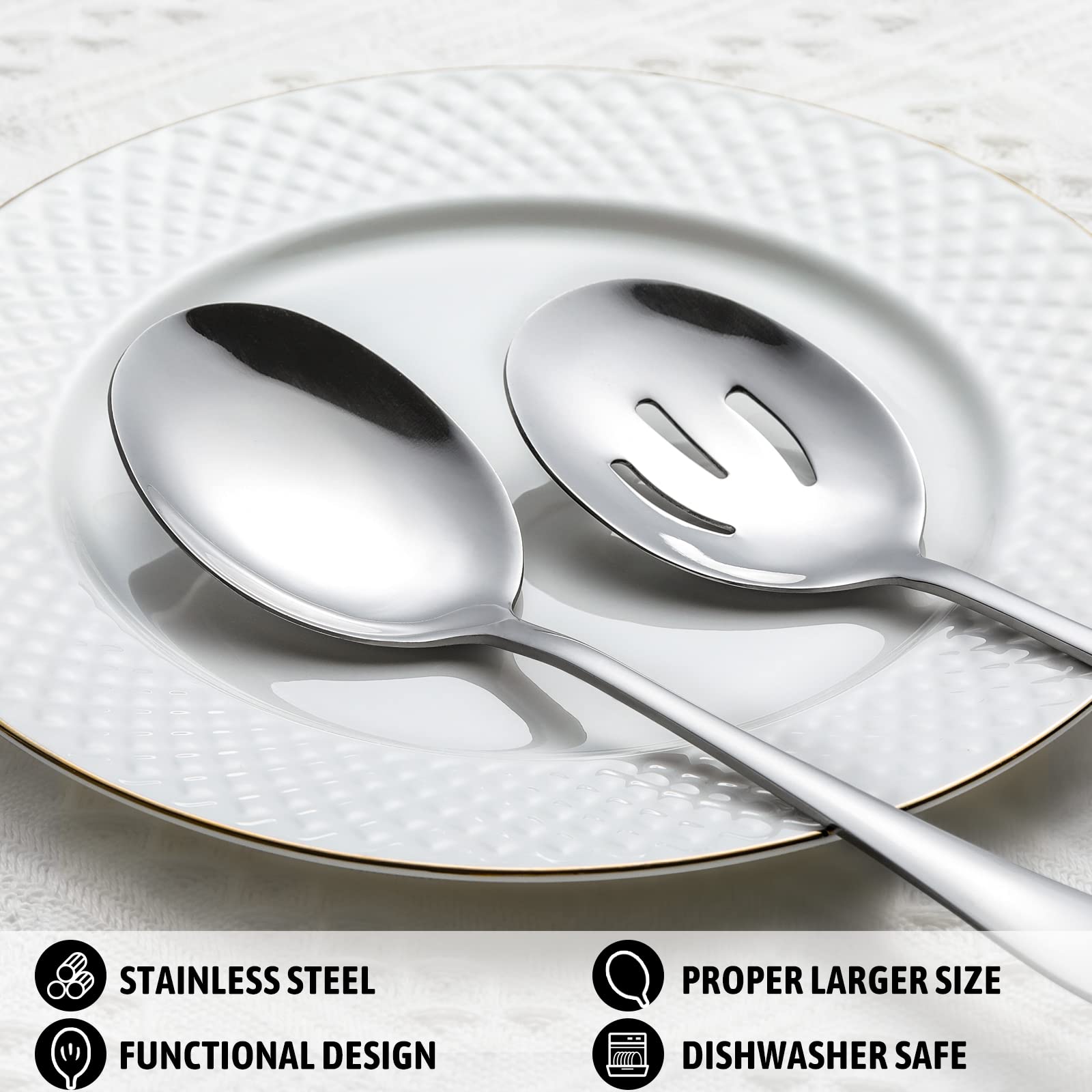 Hiware 8.6-inch serving spoon with 2.9 inch bowl close view