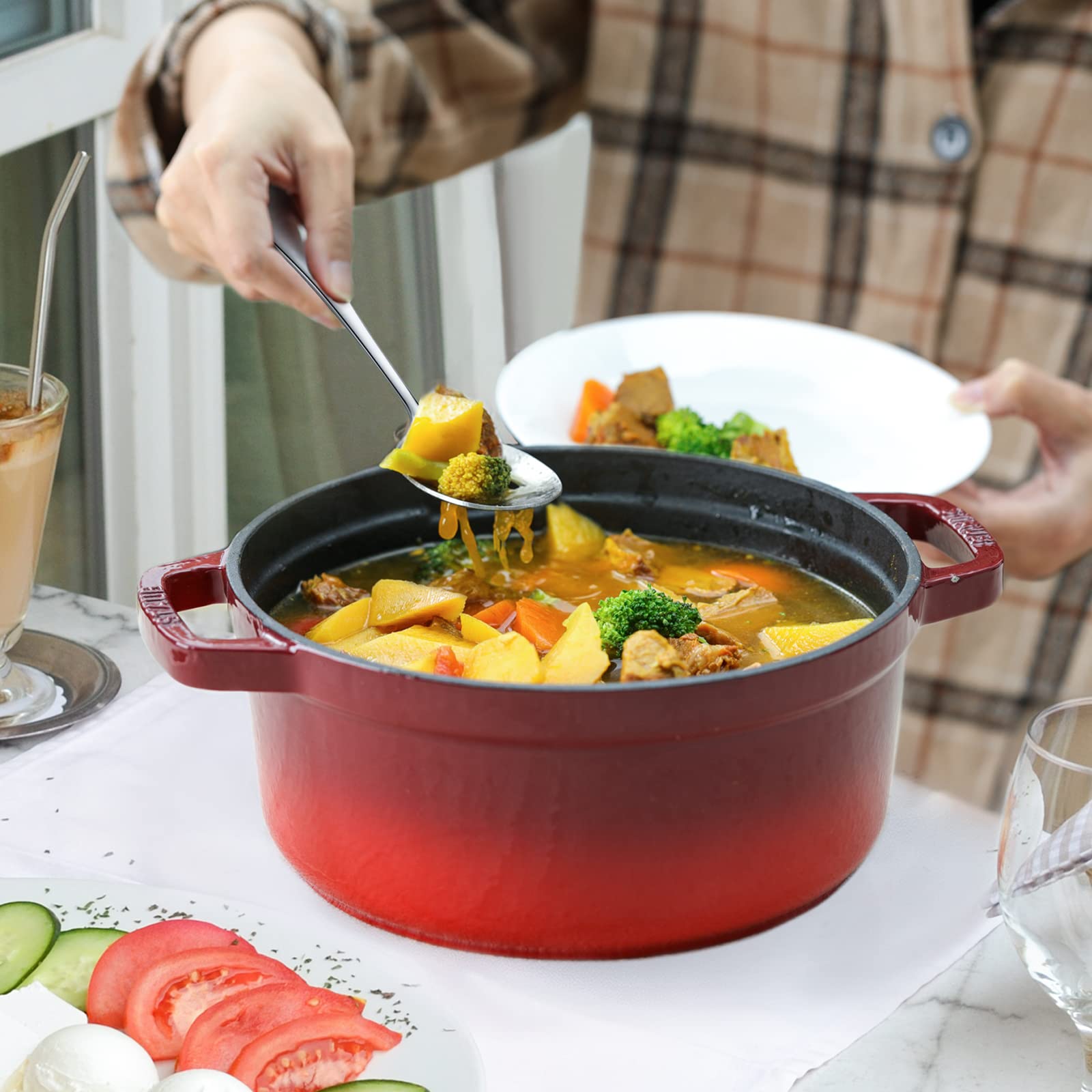 Hiware dishwasher-safe buffet utensils ready for cleanup