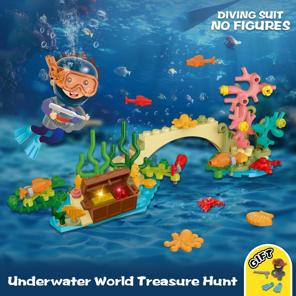 HiWEEGO Shark cage model with ocean creatures for imaginative play.