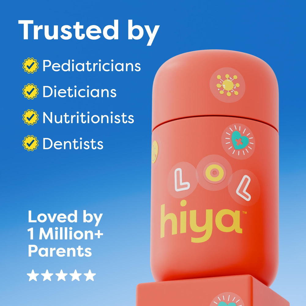 Hiya Iron+ sugar-free strawberry flavor for kid-friendly chews.