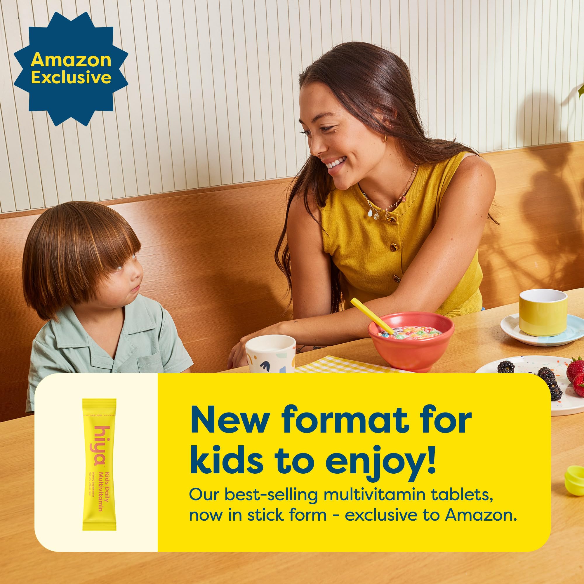 HIYA Kids Multivitamin stick demonstrates easy on-tongue dosing for busy families.