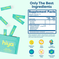 Hiya Kids Probiotic stick in lunchbox, sugar-free daily routine.