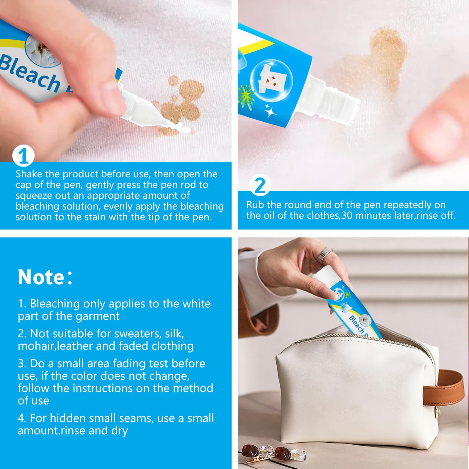 HJFCY Bleach Pen packaging shows two pens ready to use