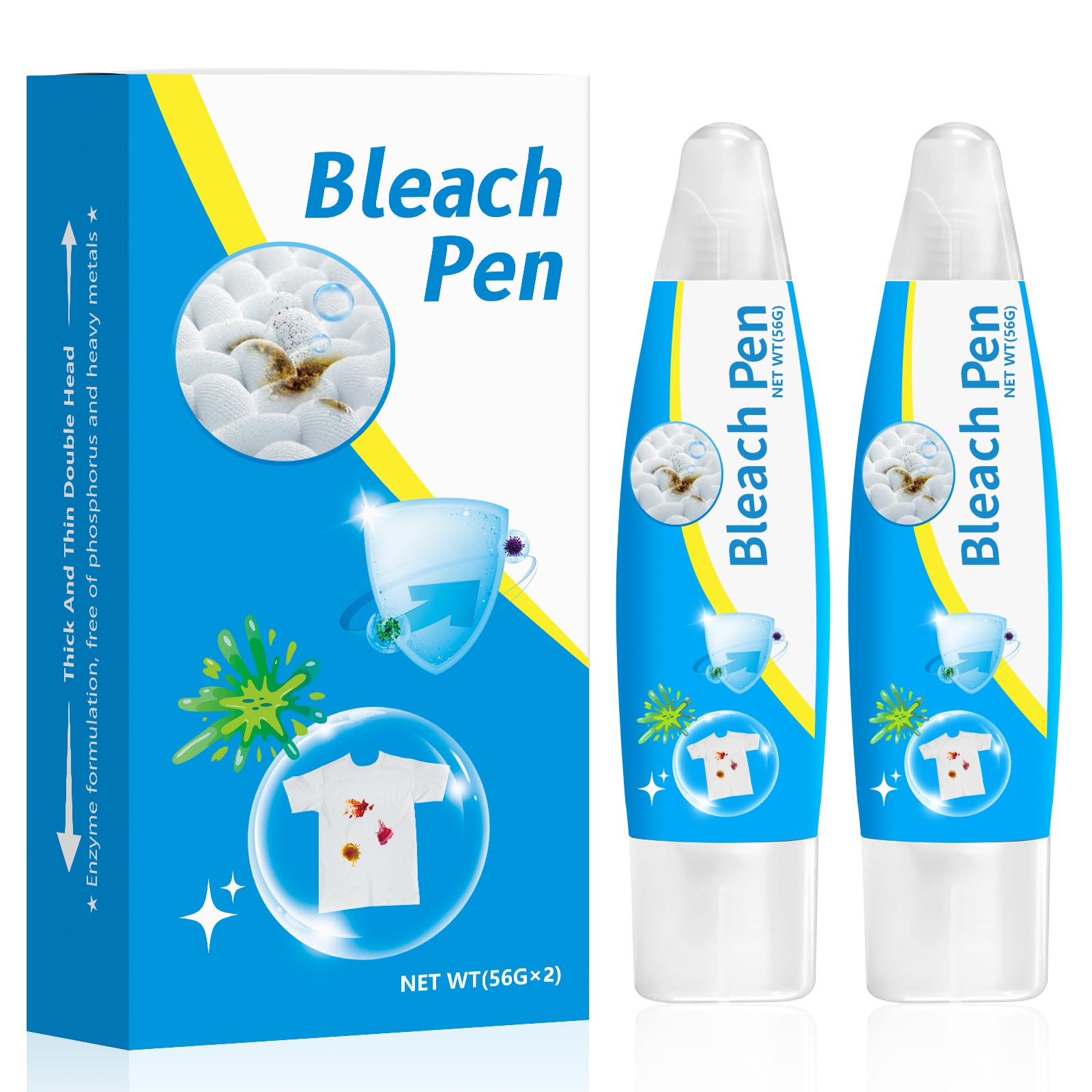 HJFCY Bleach Pen two-pack for quick on-the-go stain removal on whites