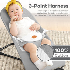 HKAI baby bouncer hanging toys provide gentle sensory engagement.