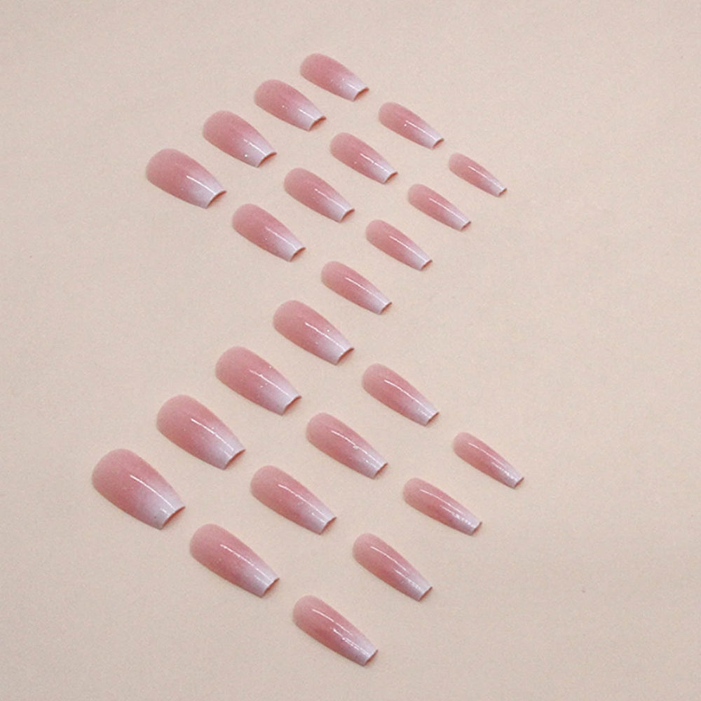 Hkanlre full-cover coffin nails in medium length with glossy finish
