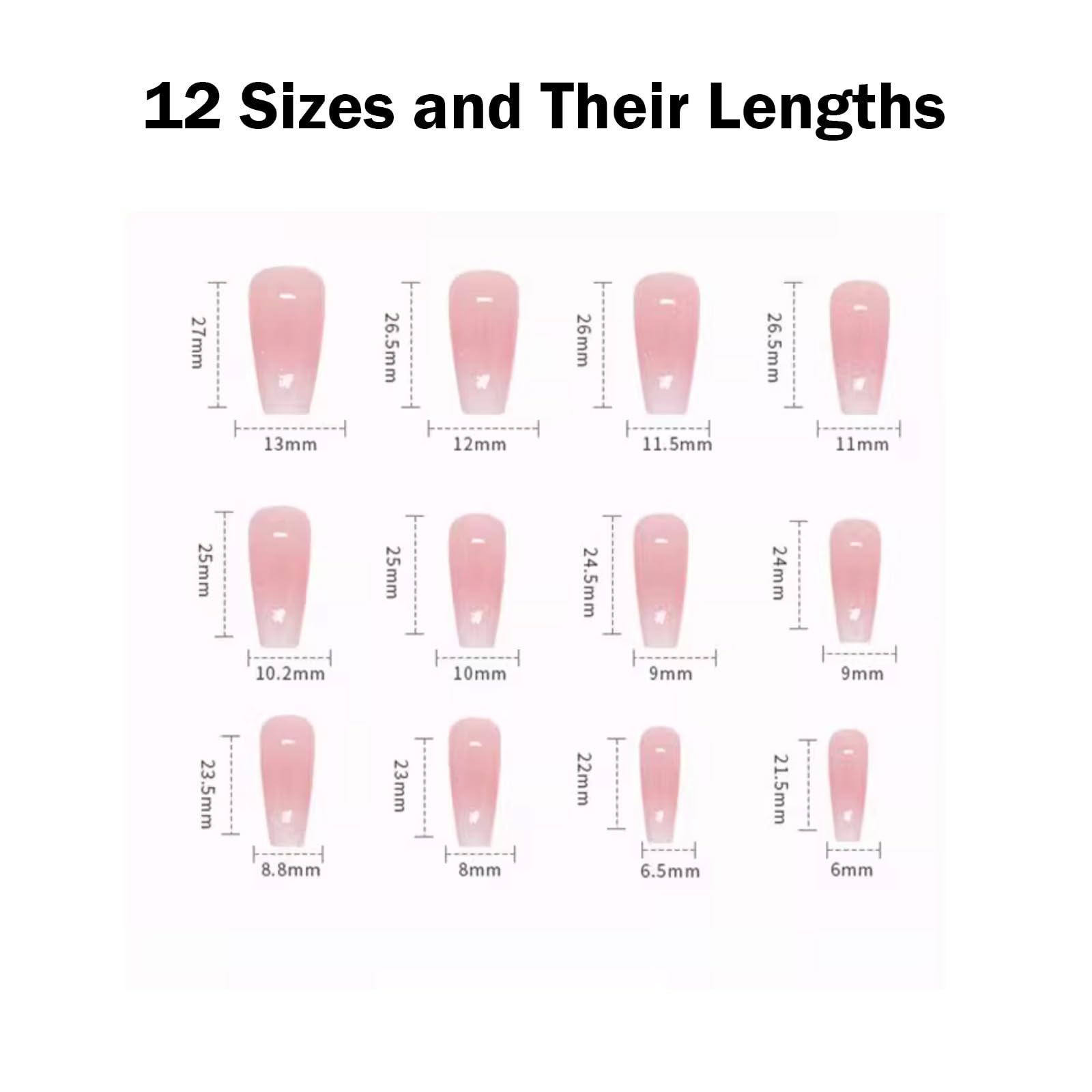 Hkanlre nail size set includes 12 sizes for a comfortable fit