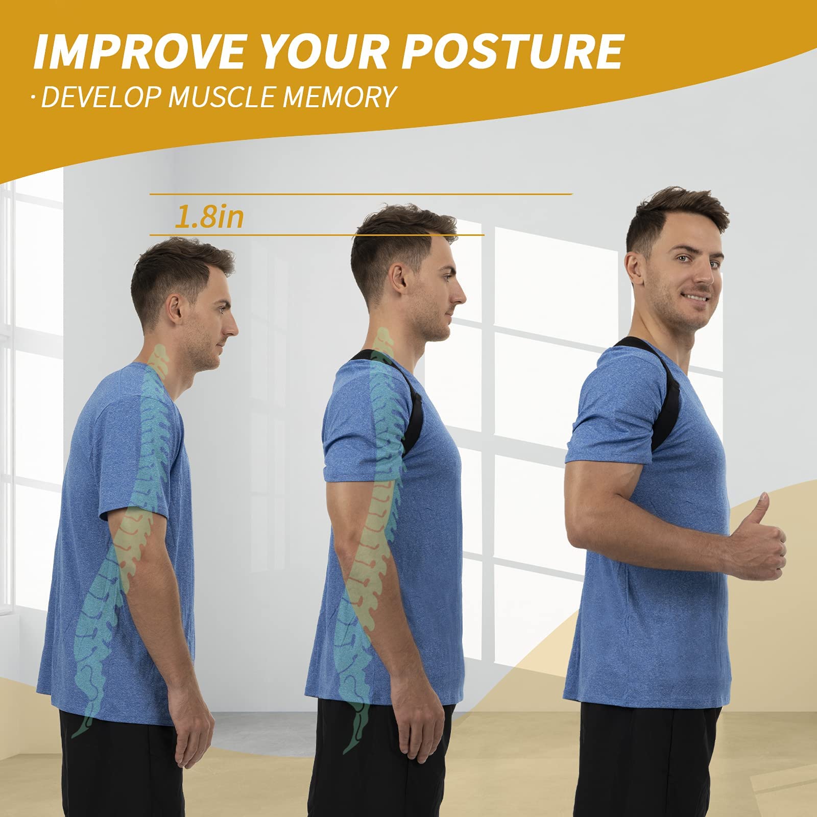 HLOES posture corrector features discreet under-clothes design for daily wear