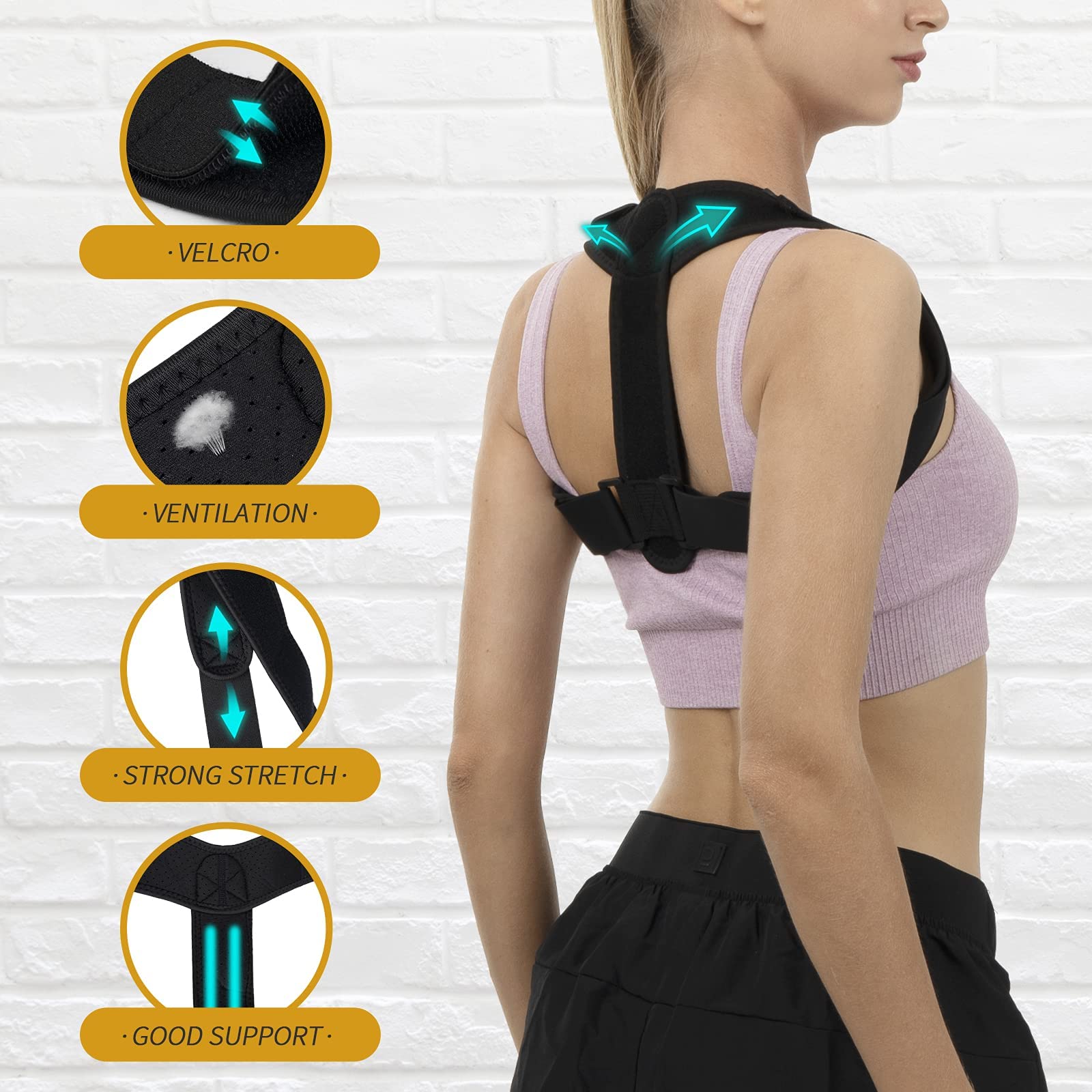 HLOES posture corrector offers upper-back-support during work or workouts