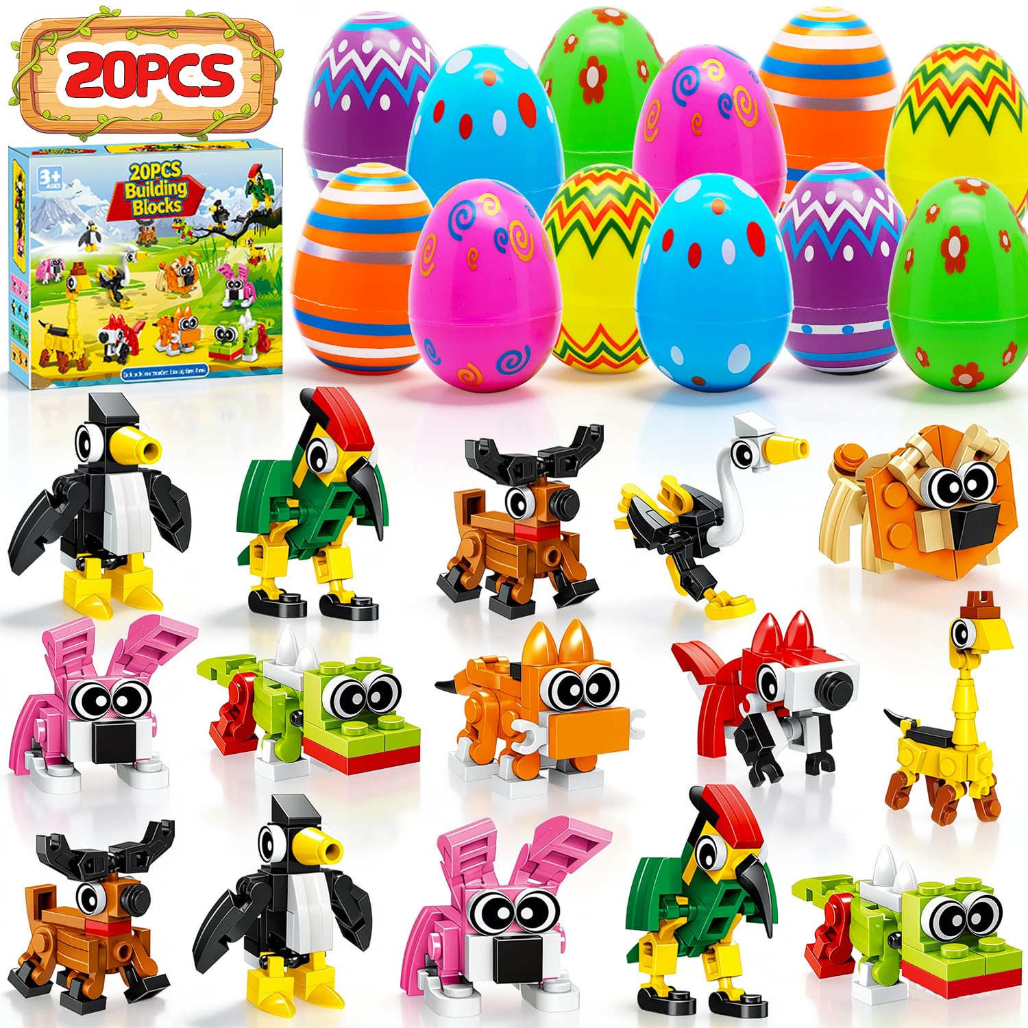 HLXGFCAI Easter eggs 20 pre-filled for kids' Easter egg hunt