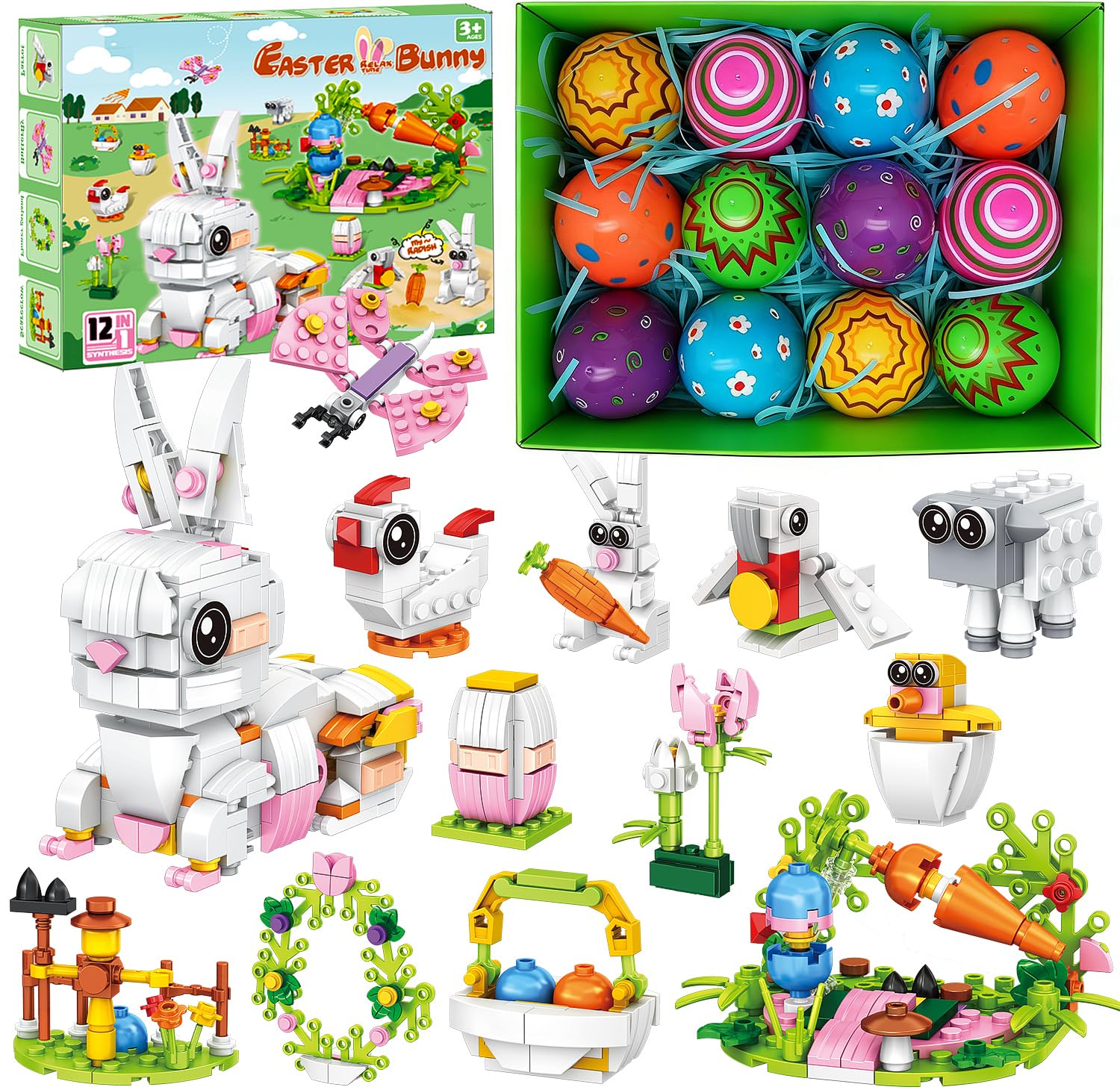 HLXGFCAI prefilled Easter eggs with building toys for hassle-free egg hunts.