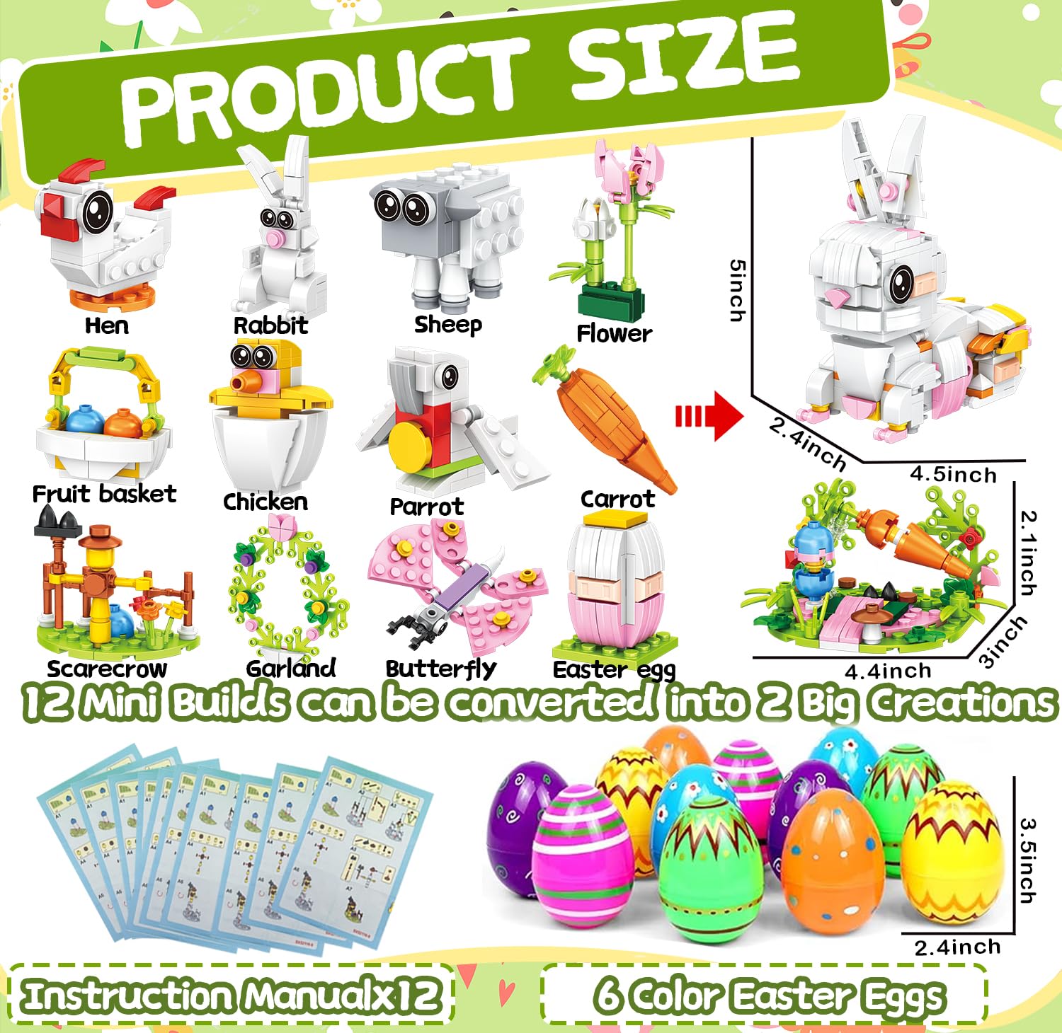 HLXGFCAI twelve mini Easter models build for creative, screen-free play.