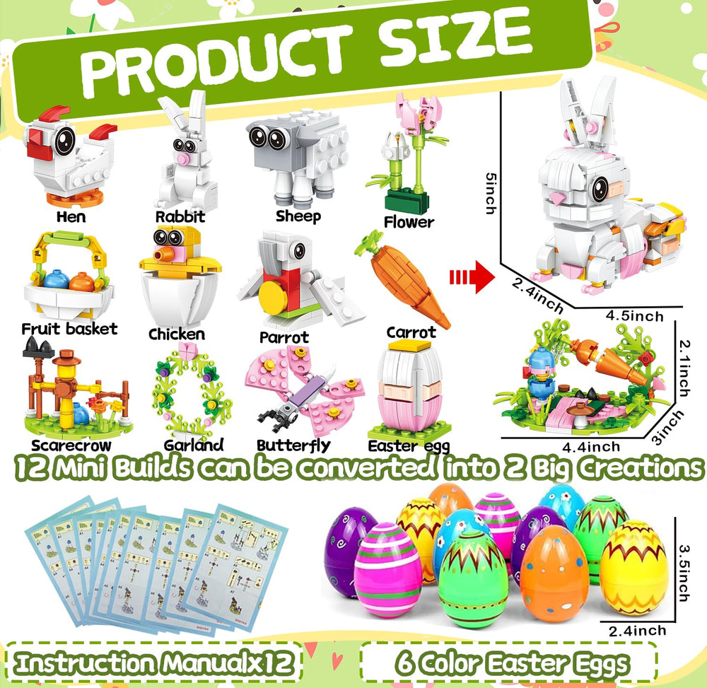 HLXGFCAI twelve mini Easter models build for creative, screen-free play.