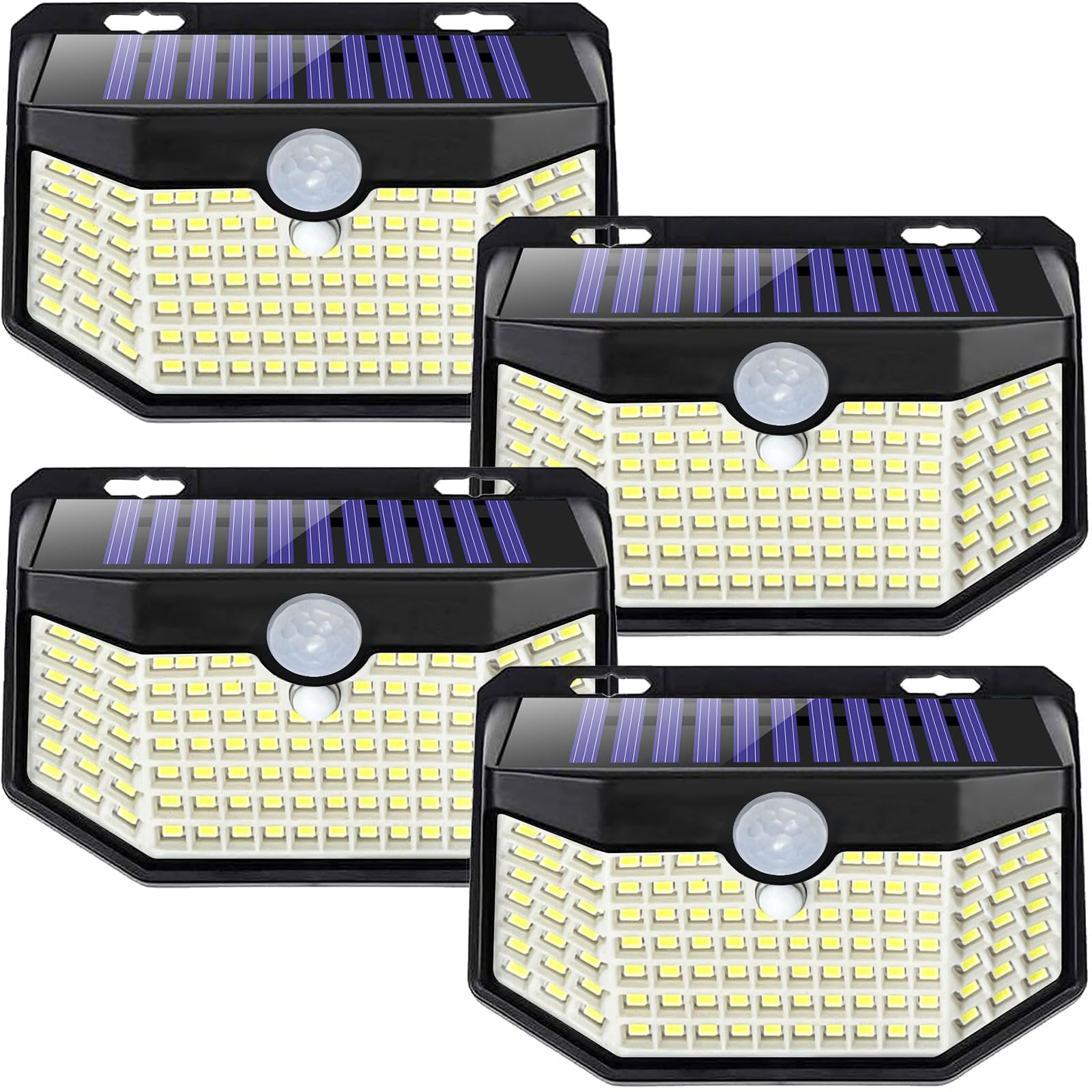 HMCITY Solar Light front view highlights 120-LED brightness for pathways.