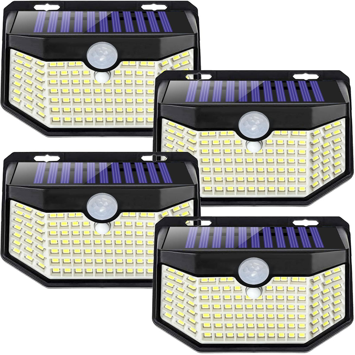 HMCITY Solar Light front view highlights 120-LED brightness for pathways.