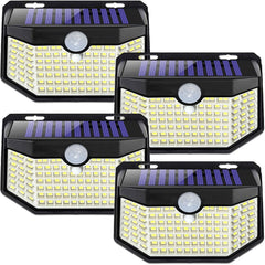 HMCITY Solar Light front view highlights 120-LED brightness for pathways.