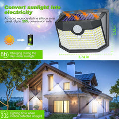 HMCITY Solar Light side angle demonstrates wide 270-degree beam for yards.