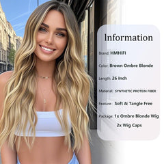HMHIFI brown-to-blonde ombre back view shows smooth color transition for versatile styling