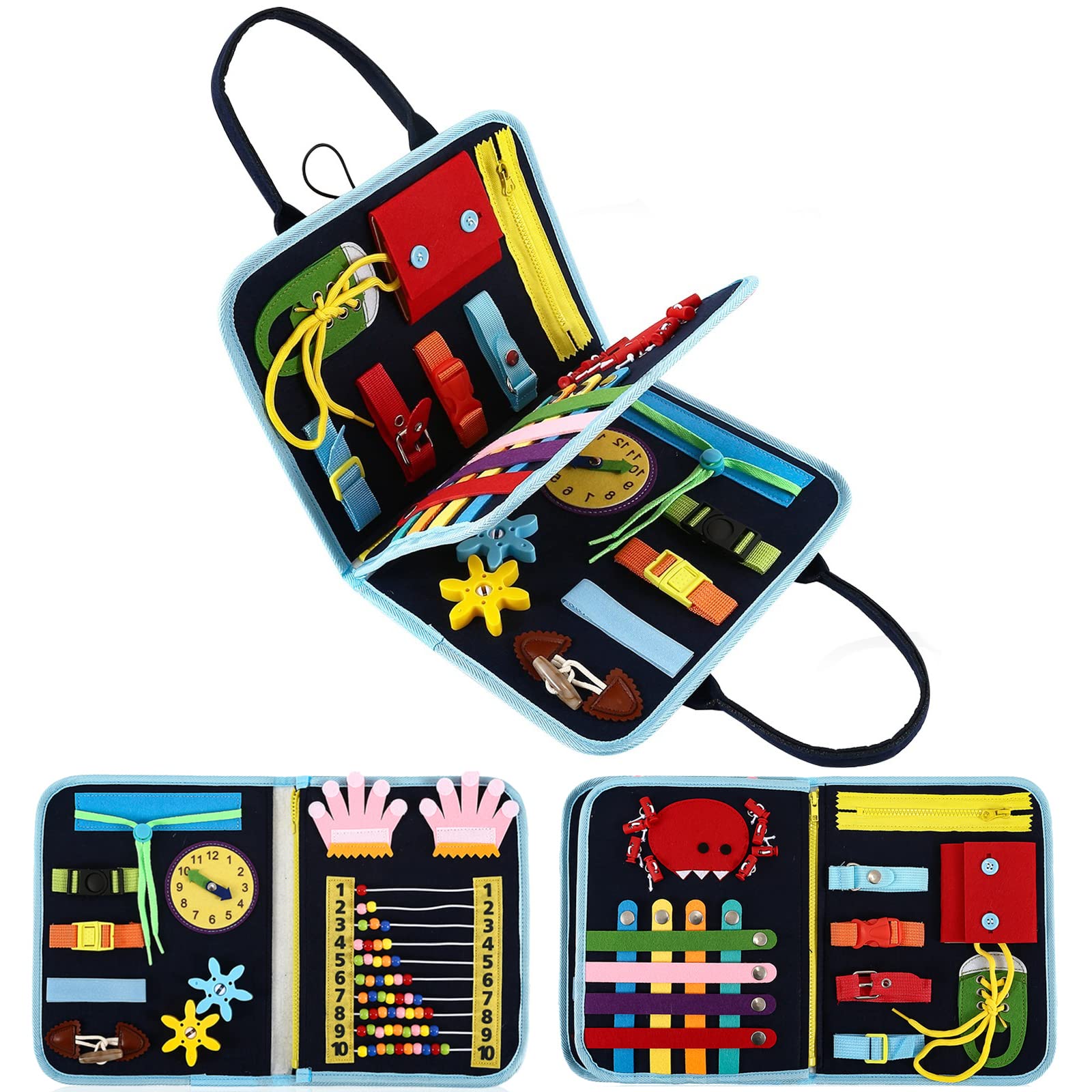 HNYG fidget blanket front view showing sensory features for calming activities