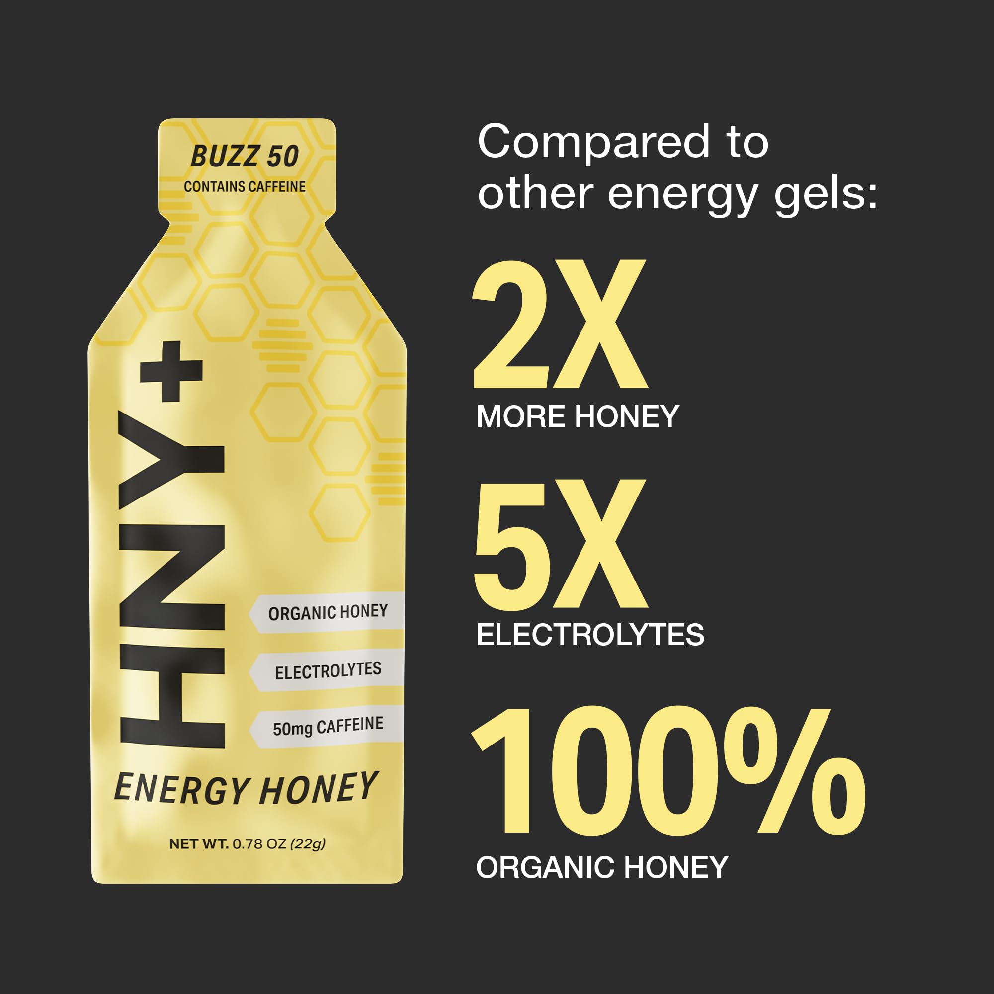 Athlete using HNY+ Buzz gel during run for steady energy.
