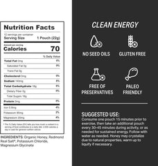 HNY+ energy gel packet close-up highlights smooth jelly texture for fast consumption.