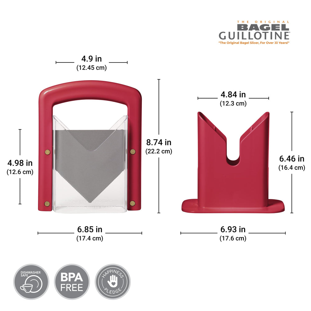 Hoan bagel guillotine blade cuts bagels with precision.