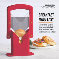 Hoan bagel guillotine safety shield protects fingers during use.