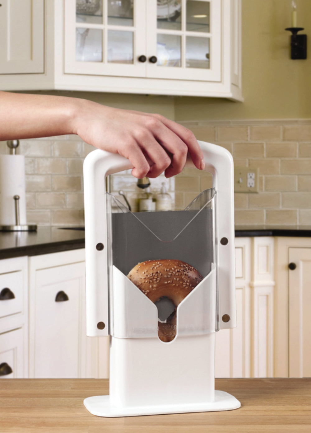 Hoan easy push-down handle delivers even, clean halves.