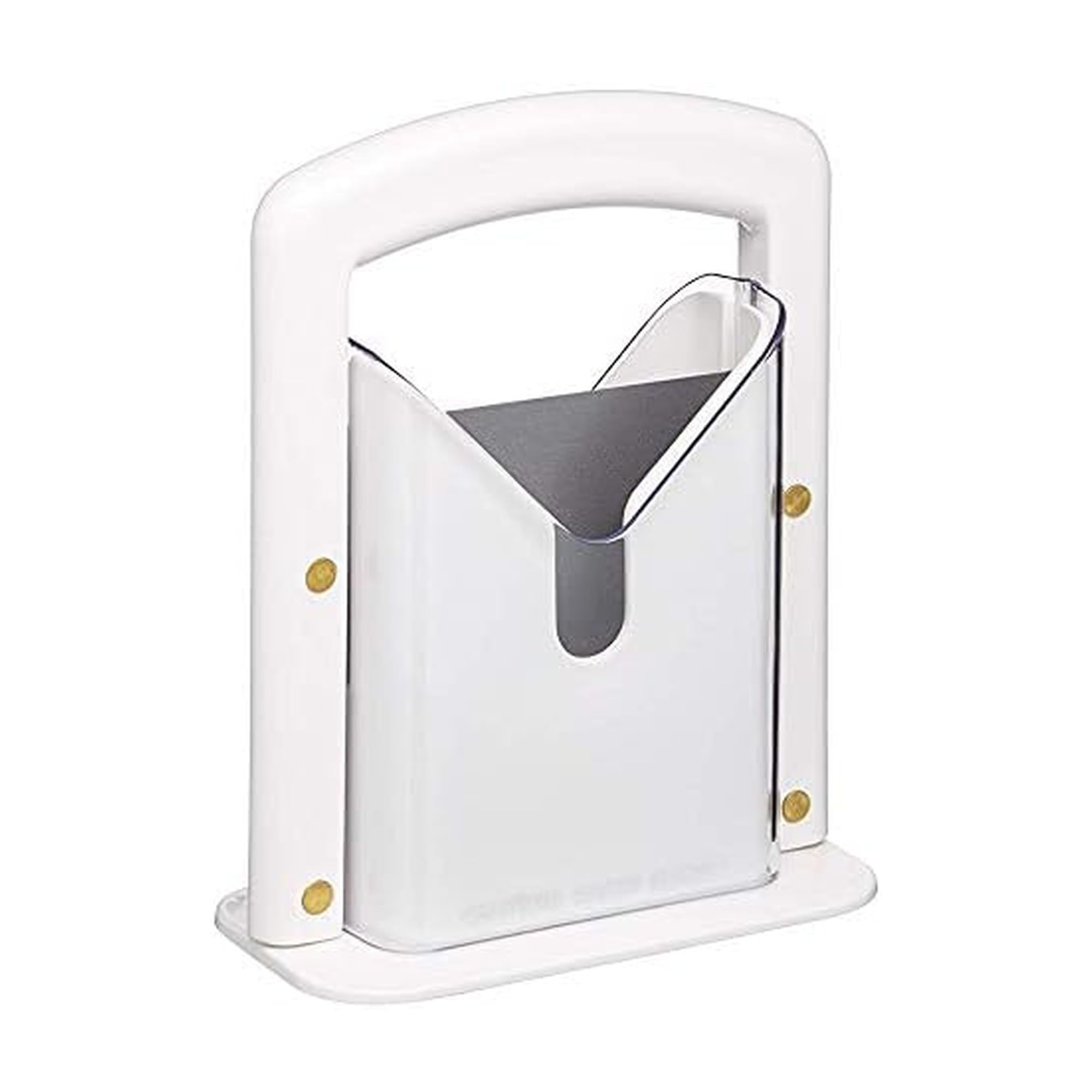 Hoan original bagel guillotine slicer with white base enables precise bagel cuts.