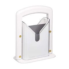Hoan original bagel guillotine slicer with white base enables precise bagel cuts.