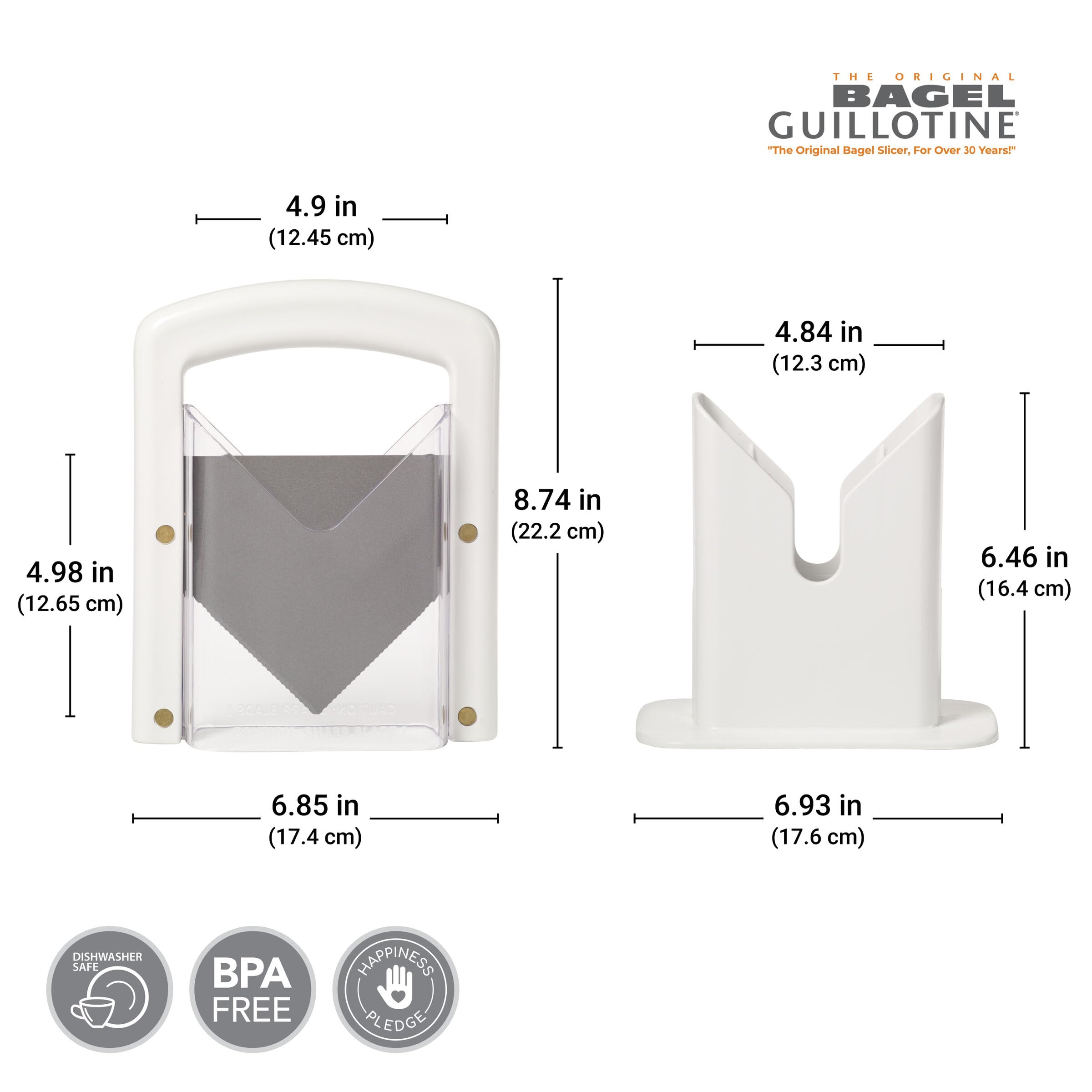 Hoan safety shield cradle keeps fingers safe during slicing.