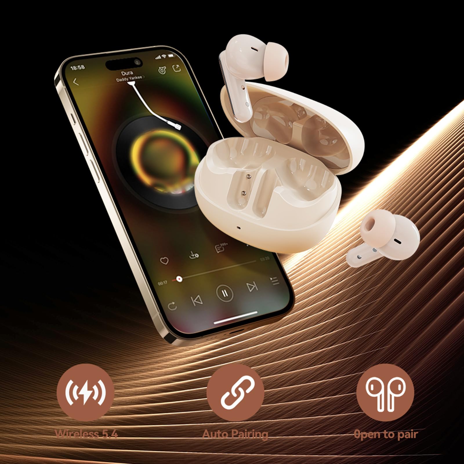 Hoarahloux earbuds with Bluetooth 5.4 for a stable wireless connection.