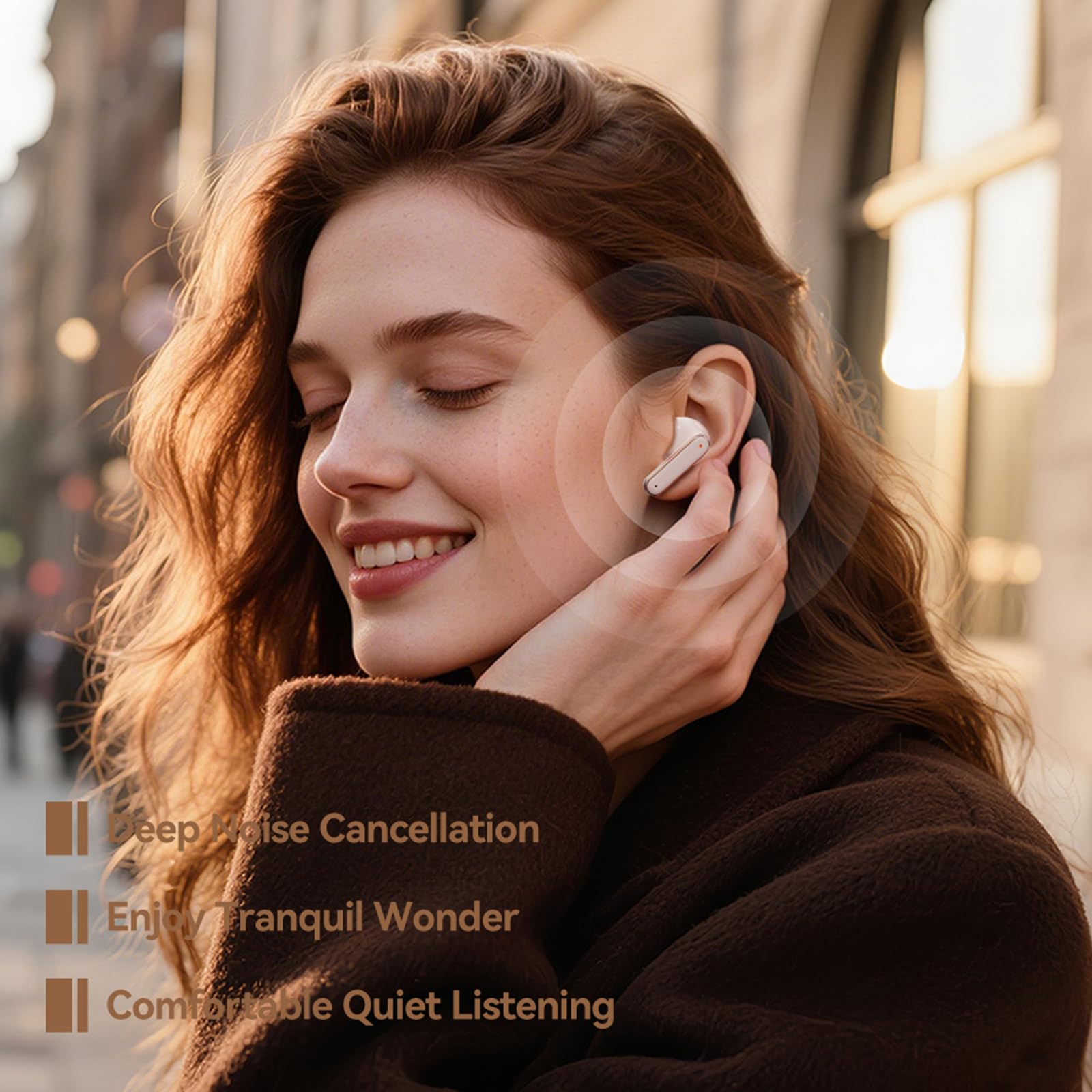 Hoarahloux earphones case open showing compact charging case for travel.