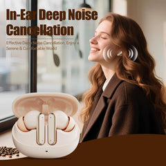 Hoarahloux earbuds touch-control close-up for easy playback and calls.