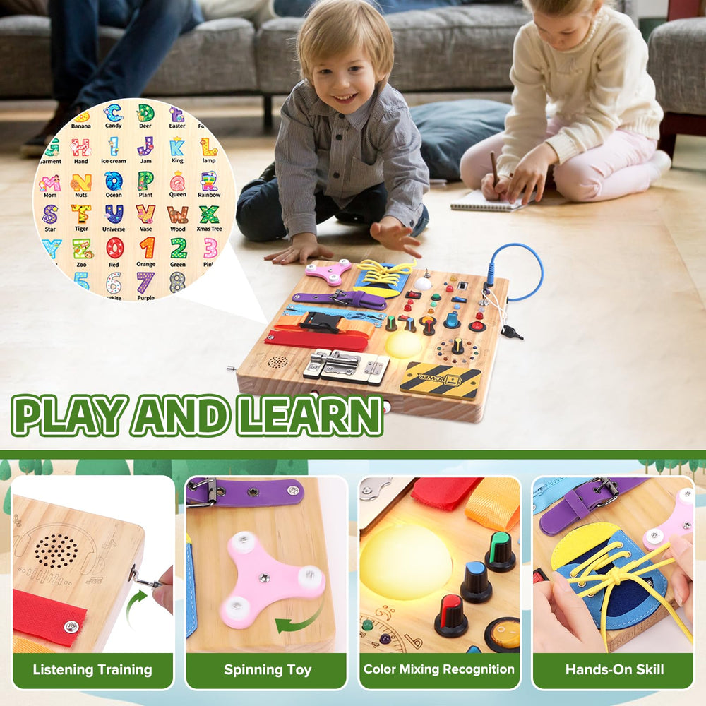Color-changing LED lights support early color recognition and sensory learning.