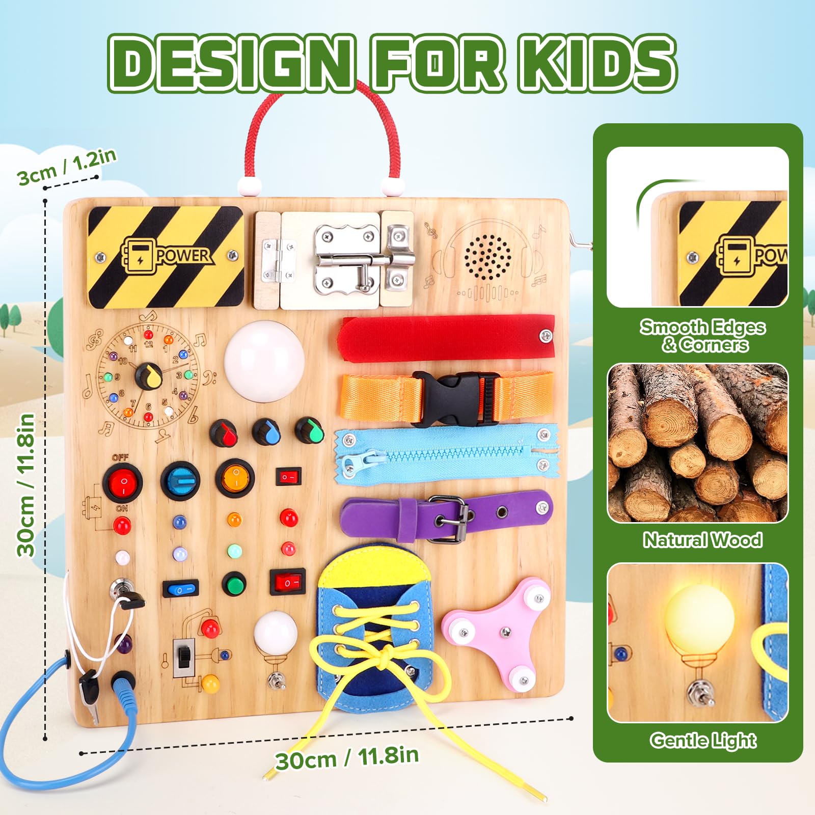 Natural wood construction with smooth edges ensures gentle, safe play.