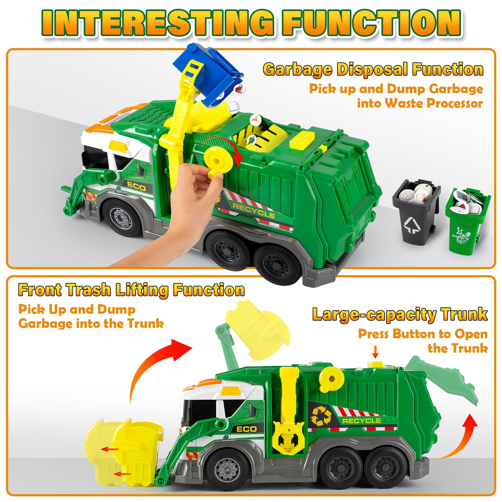 Hodurgyi 3-color waste bins showcase sorting play and visual learning.