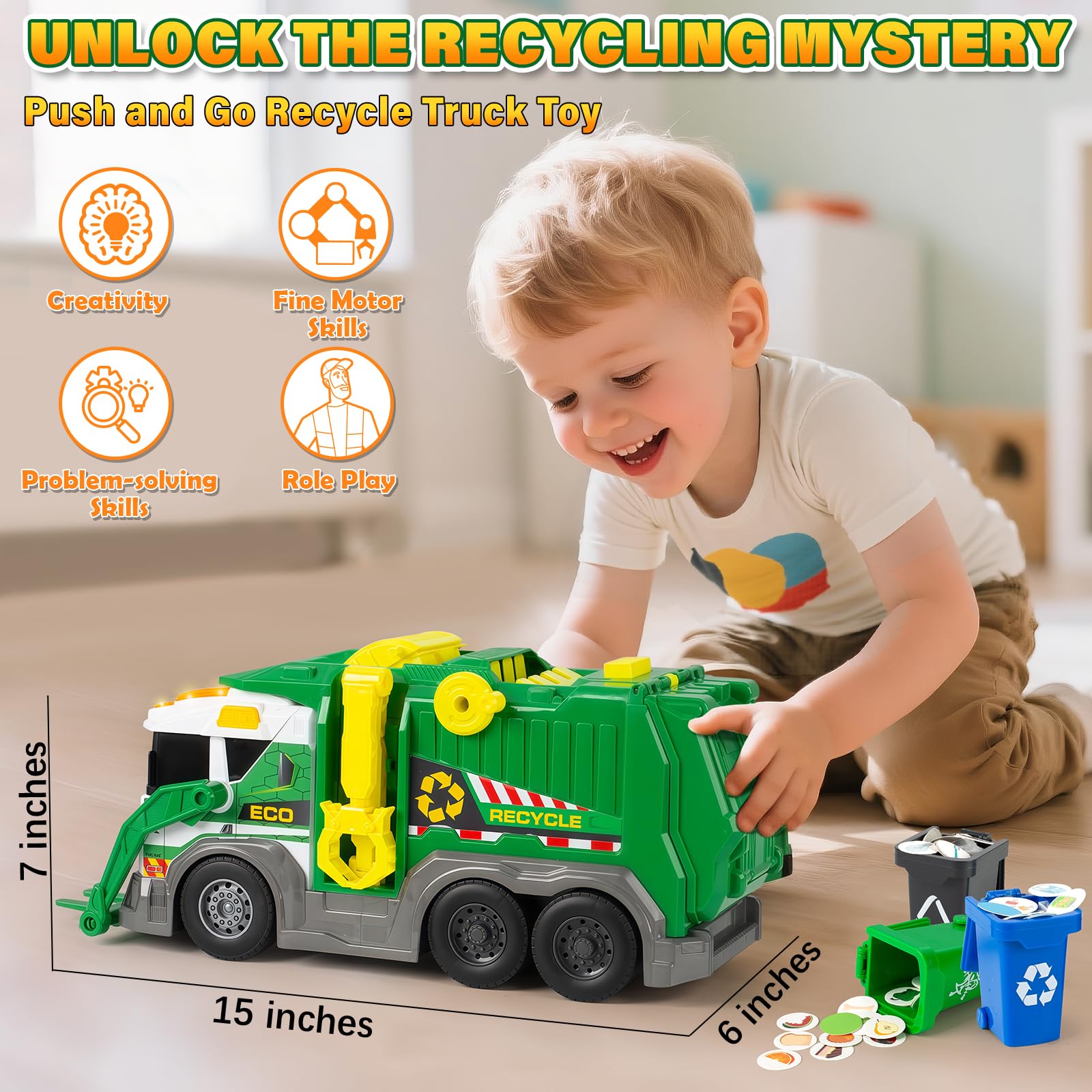 Hodurgyi friction-powered truck provides smooth operation for indoor and outdoor play.