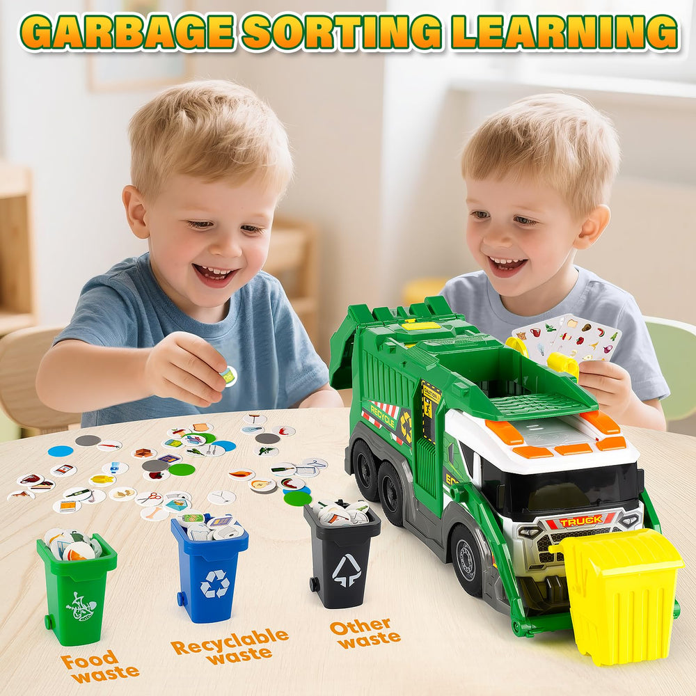 Hodurgyi large garbage truck toy side view ideal for immersive pretend trash collection.