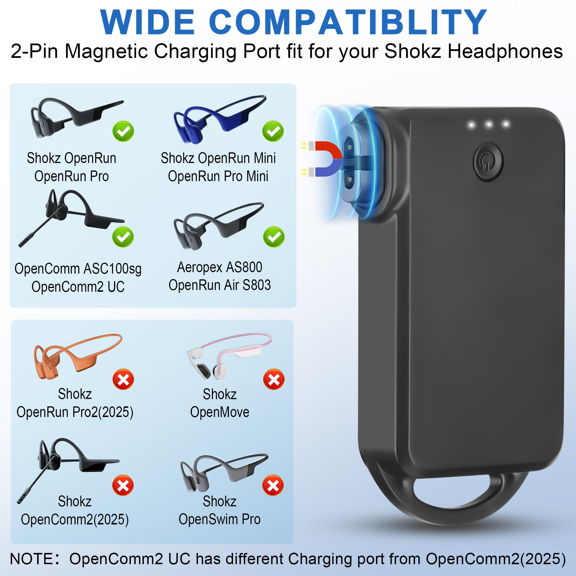 Hoephoell magnetic charging port aligns with Shokz OpenRun Pro for quick top-ups