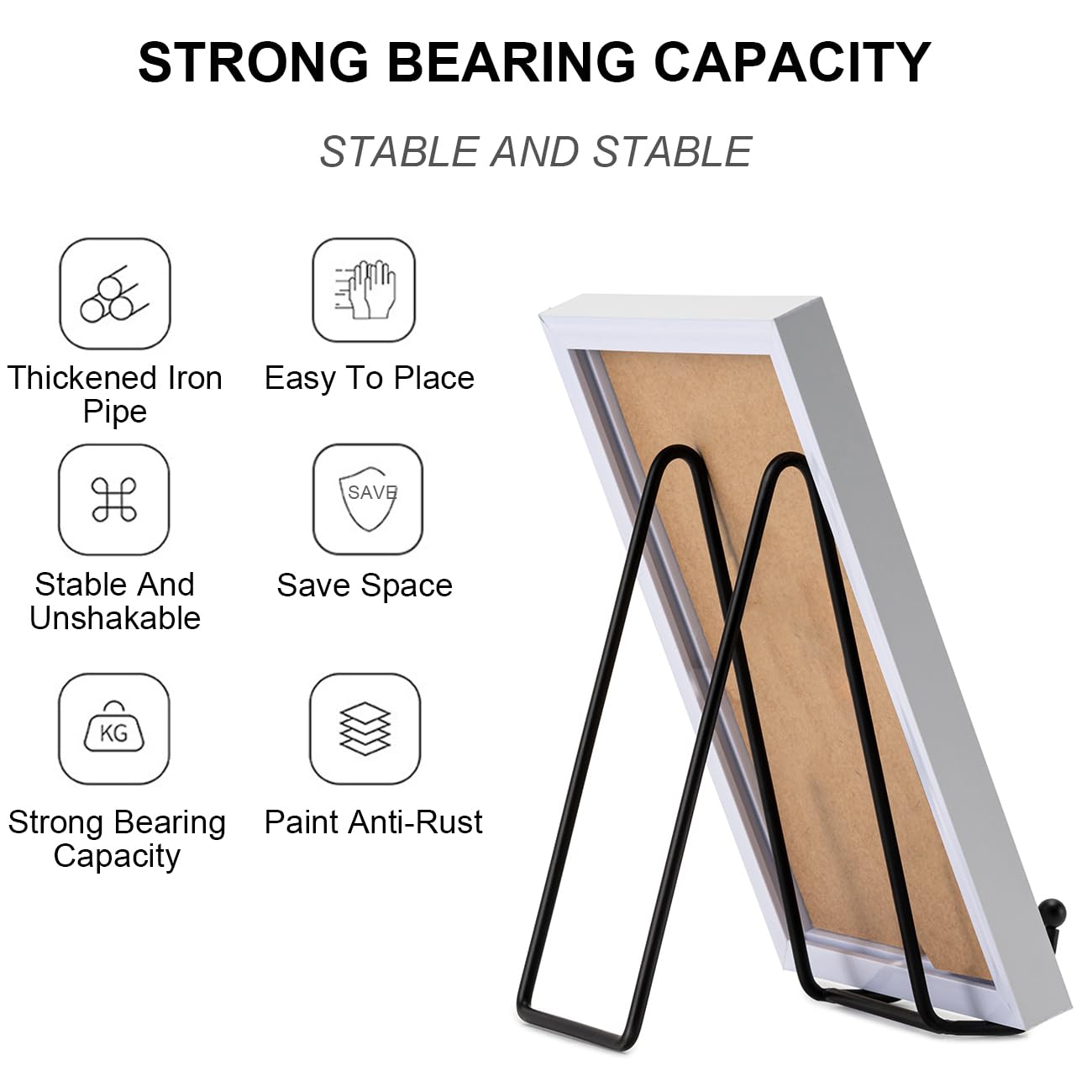 Hoewina metal easel with triangular design provides stable display