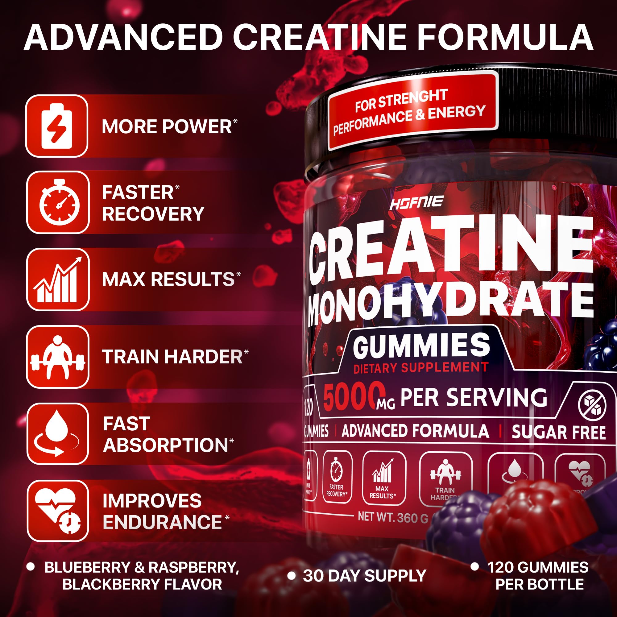 Hofnie gummies in a serving tray illustrate a chewable pre-workout routine
