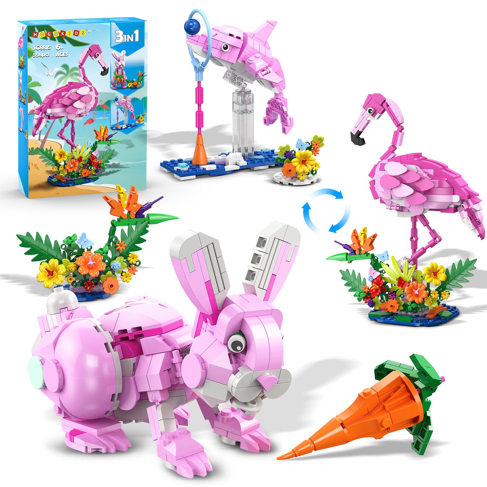 HOGOKIDS pink flamingo figure for imaginative playtime and storytelling
