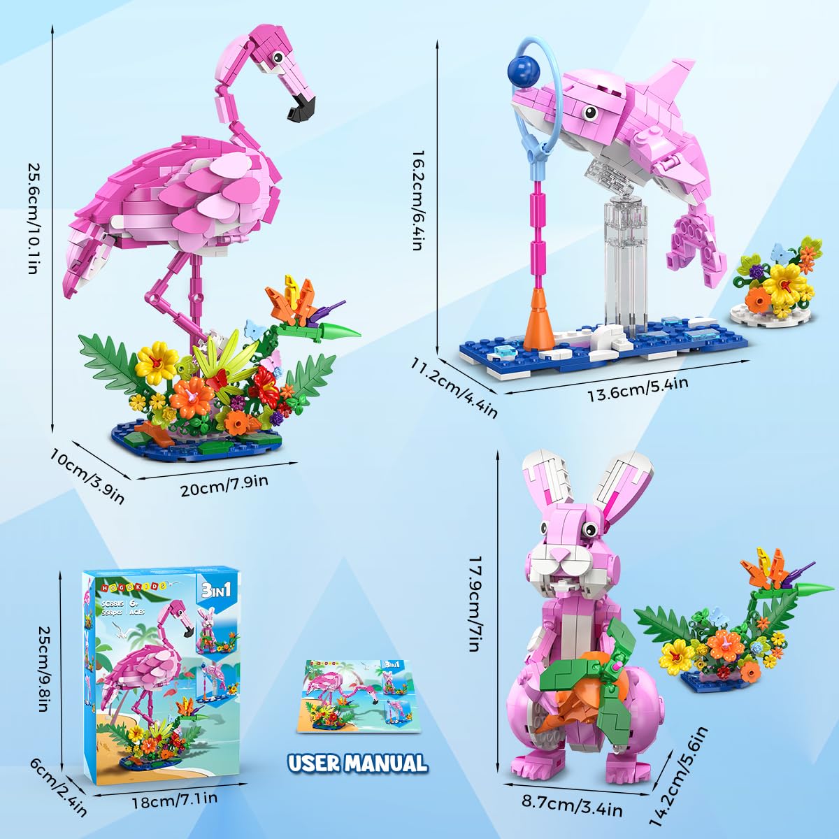 HOGOKIDS pink 3-in-1 set shown on shelf display