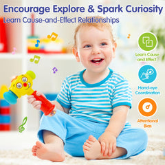 Hola colorful beads shake-action toy encourages gross motor play and exploration.